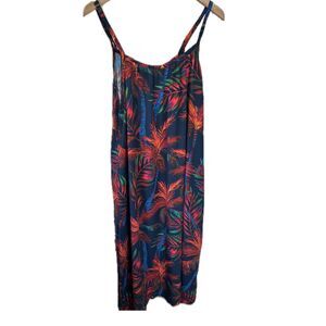 Totoka Clothing Fijian 100% Cotton Hawaiian Tropical Leaves Slip Midi Dress